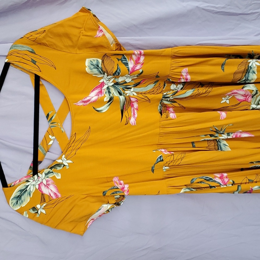 Torrid Yellow Floral Challis Dress size 14